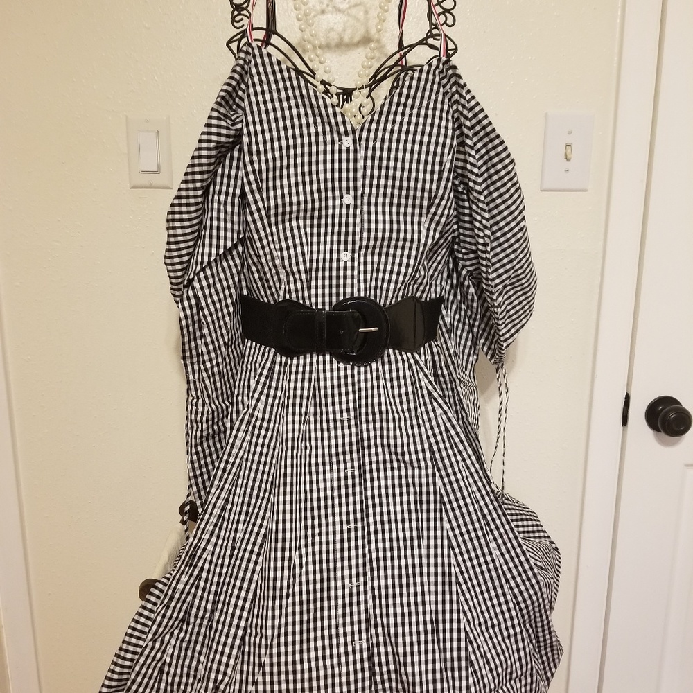 Black/White Gingham Hi Low Dress - Picture 7 of 7